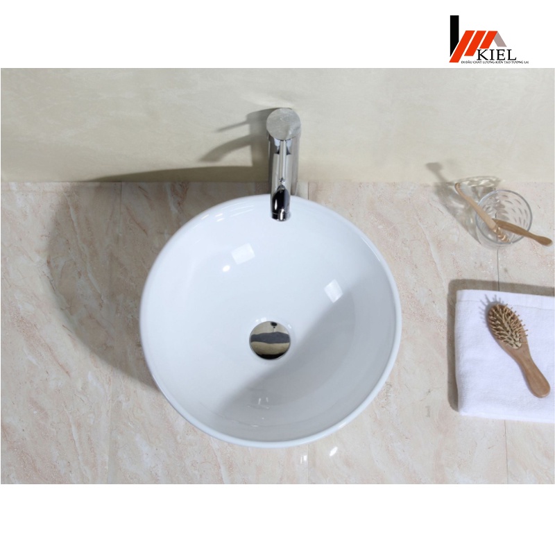 Chậu lavabo tròn sứ đặt bàn hình bát cao cấp sang trọng với lớp men dày ,bóng đều màu chống bám bẩn-Bảo hành 10 năm