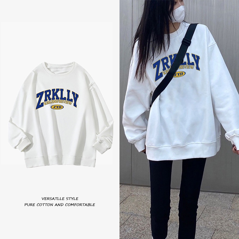 NRVP Áo thun tay dài oversize in họa tiết phong cách Hàn Quốc thời trang cho nữ