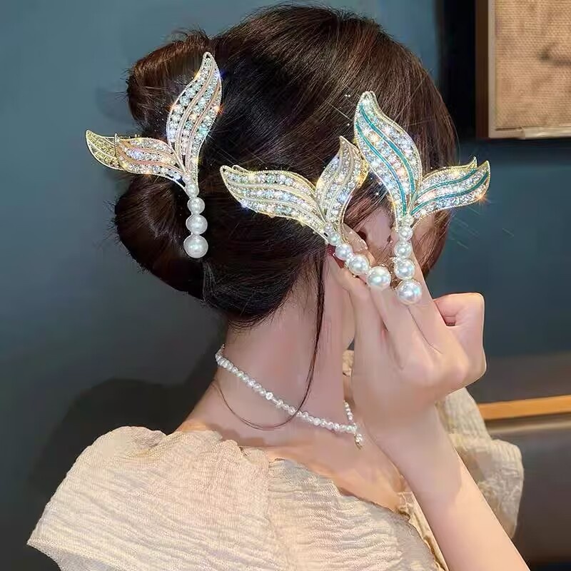 Kẹp Tóc Hình Đuôi Cá Đính Ngọc Trai Thời Trang Hàn Quốc Cho Nữ