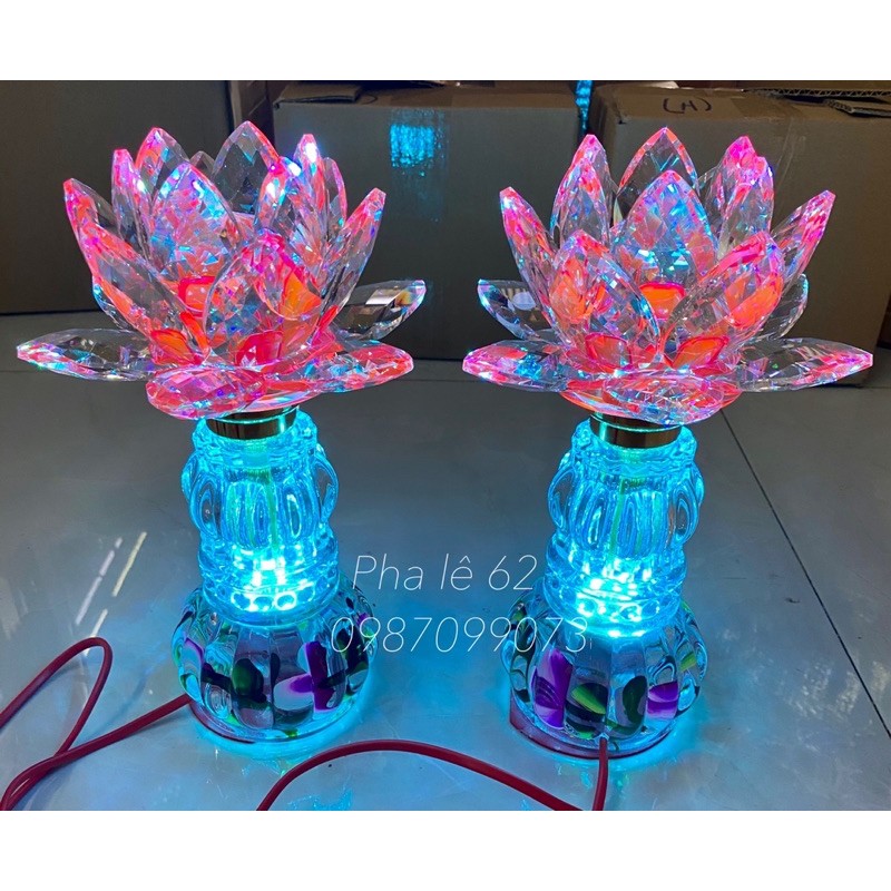 Đèn Thờ Pha Lê 62 (Cặp) Đổi Màu Tiết Kiệm Điện