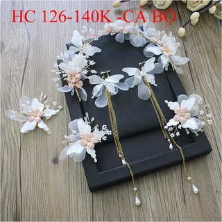 Đồ cưới bộ cài tóc kèm hoa tai -phụ kiện cưới, hoa cài cô dâu (HC 126)