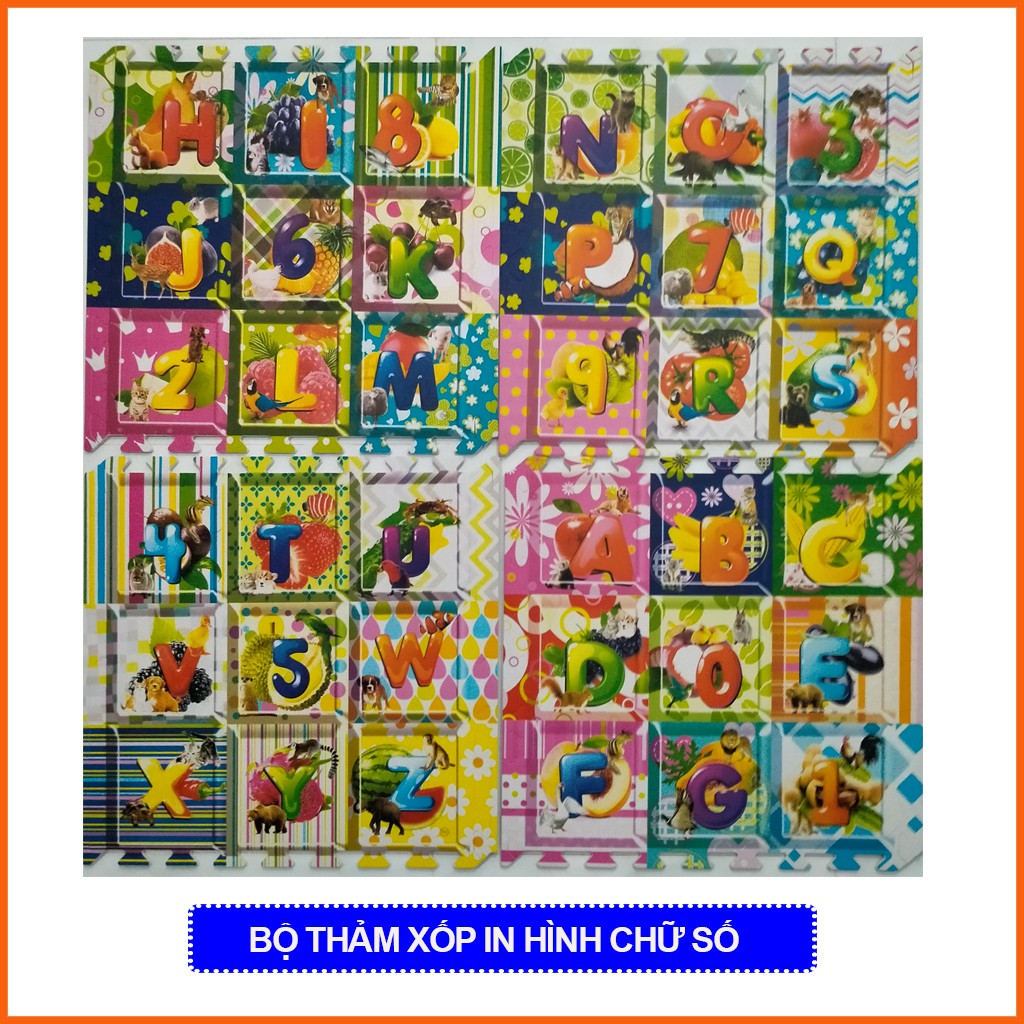 Thảm chơi cho bé hình chữ số (bộ 4 tấm)- Kích thước mỗi tấm 60x60x1cm- Hàng Việt Nam- Mẹ Tròn Store