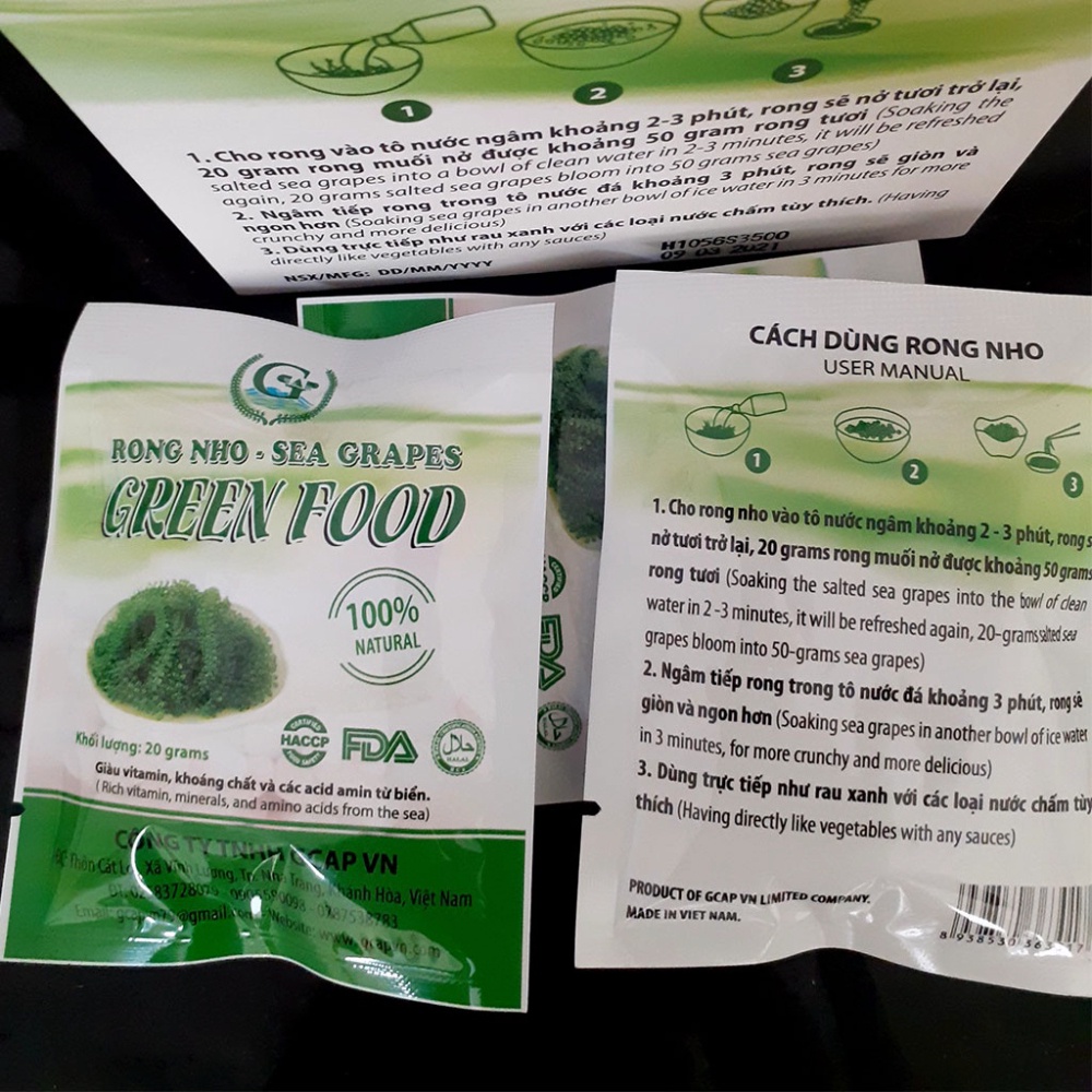Rong nho tách nước Gren Food túi 100gr Cao cấp Xuất nhật - rong nho ăn với nước sốt mè rang