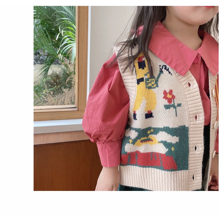 Áo Khoác Len Cardigan Không Tay Phong Cách Hàn Quốc Thời Trang Xuân Thu 2022 Mới Cho Bé Gái