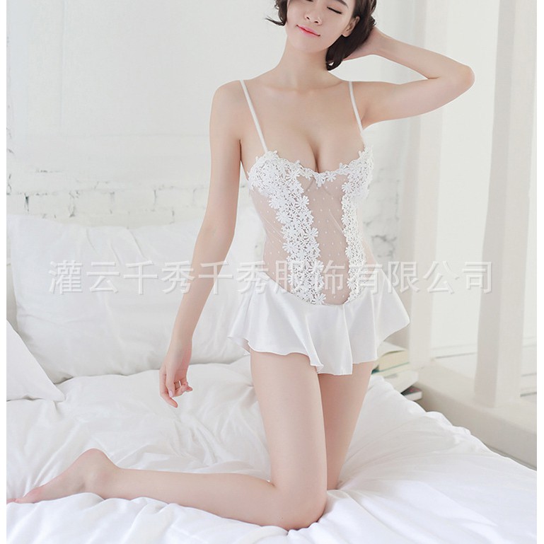 Bộ đồ ngủ mặc nhà sexy dáng váy chất phi lụa hàng quảng châu cao cấp k1