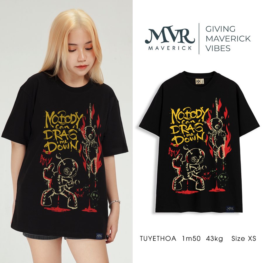 Ao thun phom rộng Không ai có thể kéo tôi xuống MVR size rộng tee Mỹ BB4146