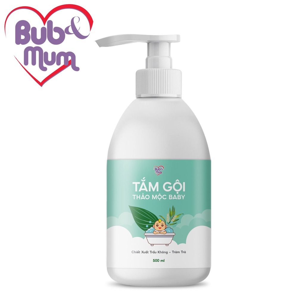 [Mã LIFEM1 giảm 50k đơn 99k] Sữa Tắm Gội cho bé 500ml BuB&MuM chiết xuất Trầu Không và Tràm Trà ngăn ngừa rôm sảy