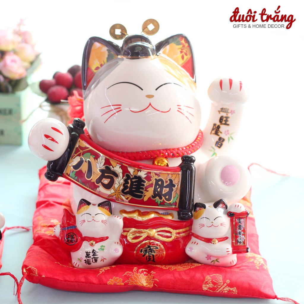 Mèo Thần tài Mũ quan "Bát Phương Tiến Tài" 22cm (có video sản phẩm)