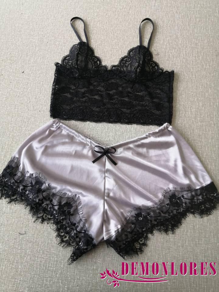 Set Đồ Ngủ Ngắn Phối Ren Thời Trang Cho Nữ
