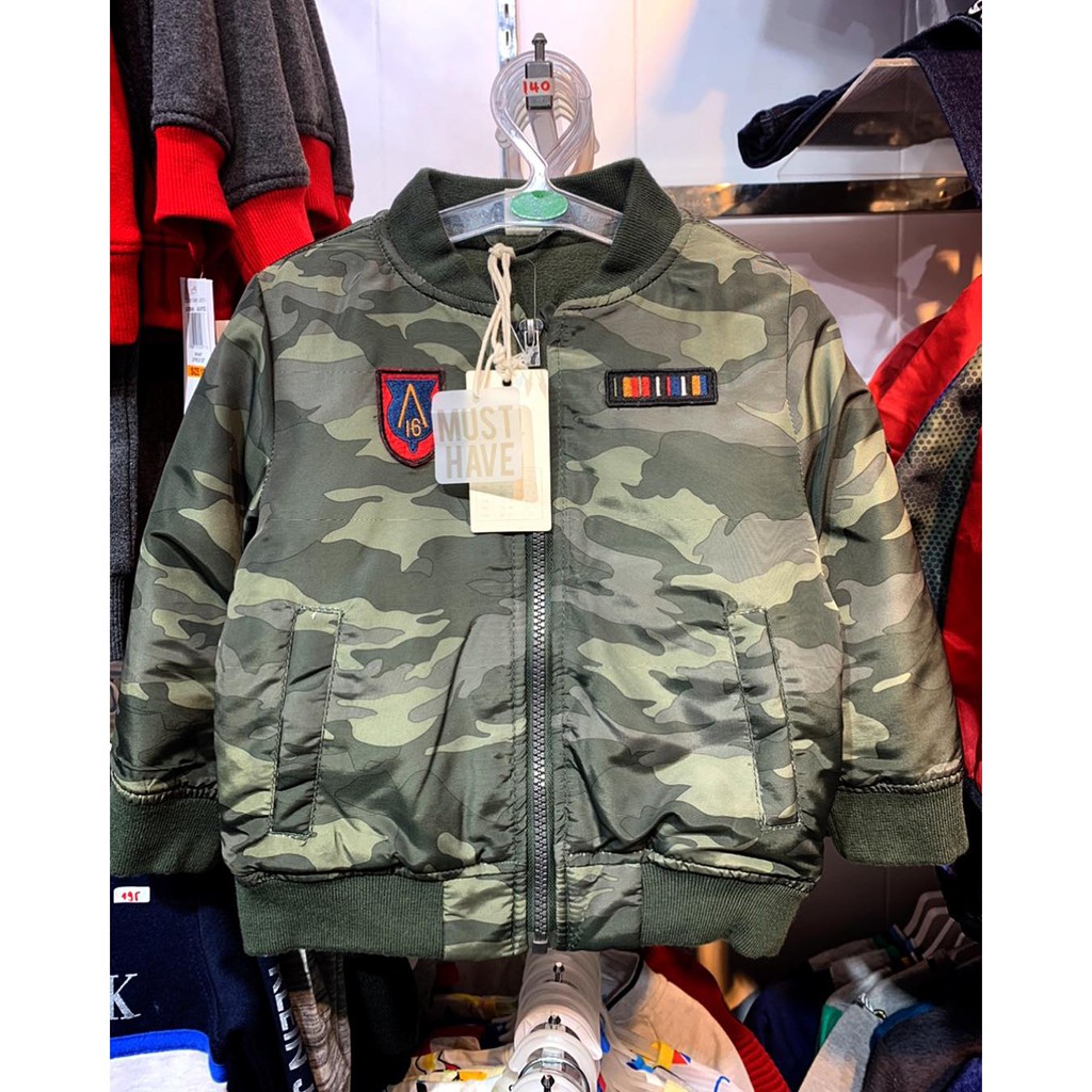 Áo Phao bomber lót nỉ Camo cho bé trai