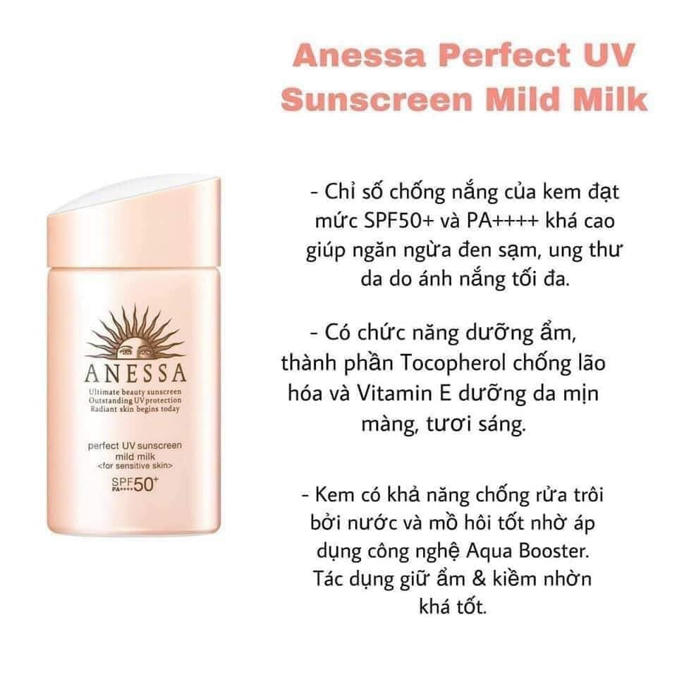Kem Chống Nắng Dạng Sữa Cho Da Nhạy Cảm Anessa Perfect UV Suncreen Mild Nhật Bản 60ml - SAKUKO