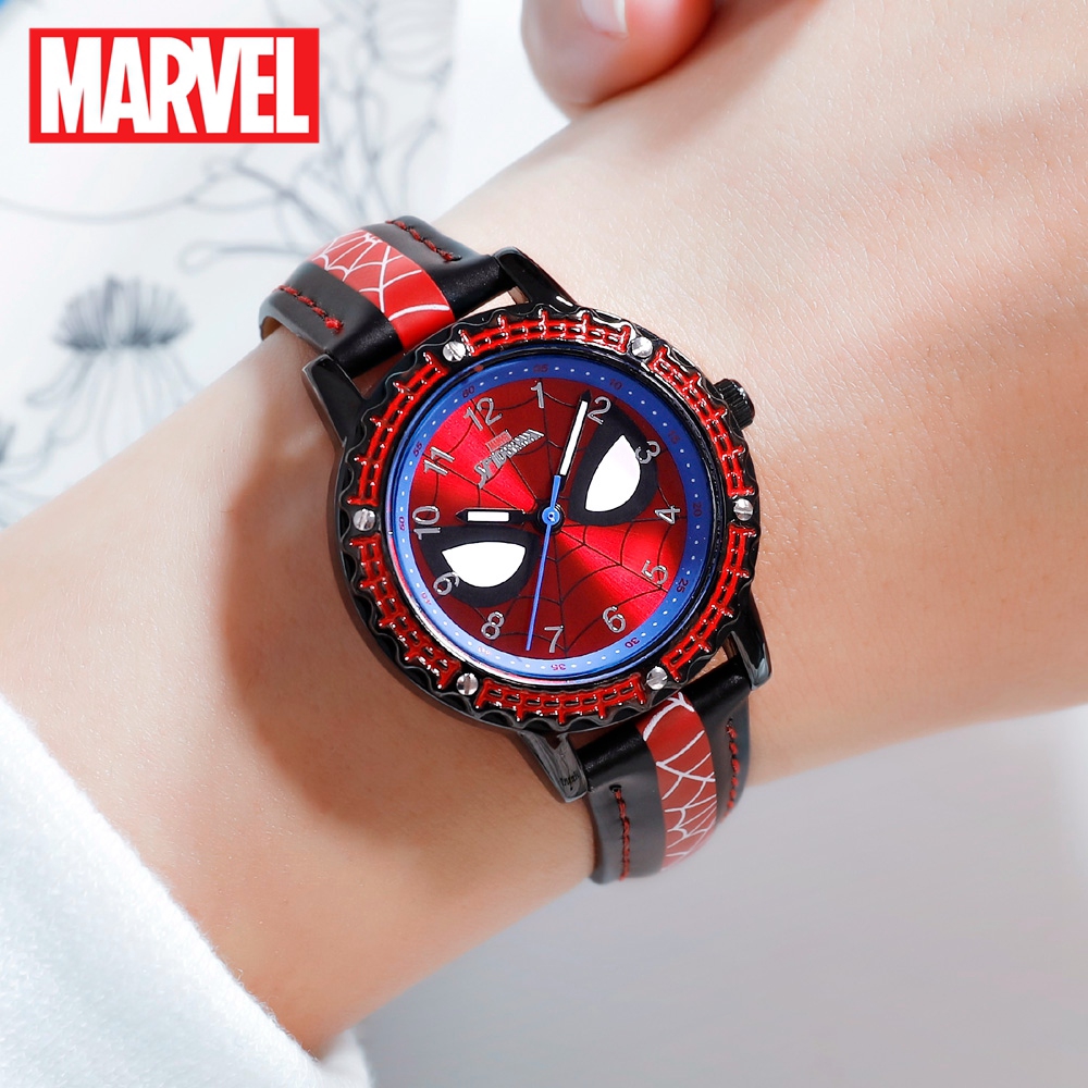 MARVEL Avengers Spider-Men Siêu anh hùng Giấc mơ thời thơ ấu Trẻ em Nhật Bản Đồng hồ thạch anh PU Band Đồng hồ chống nước Đồng hồ trẻ em