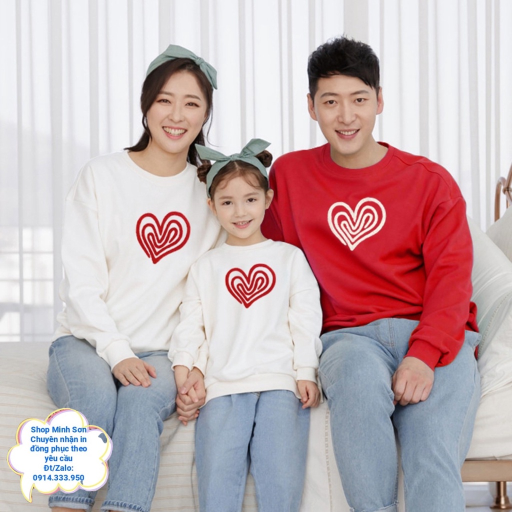 💗🧣💗VIDEO ÁO NỈ BÔNG GIA ĐÌNH SWEATER TRÁI TIM, ÁO NỈ ĐÔI  LOẠI 1 ĐỦ MÀU ĐỦ SIZE