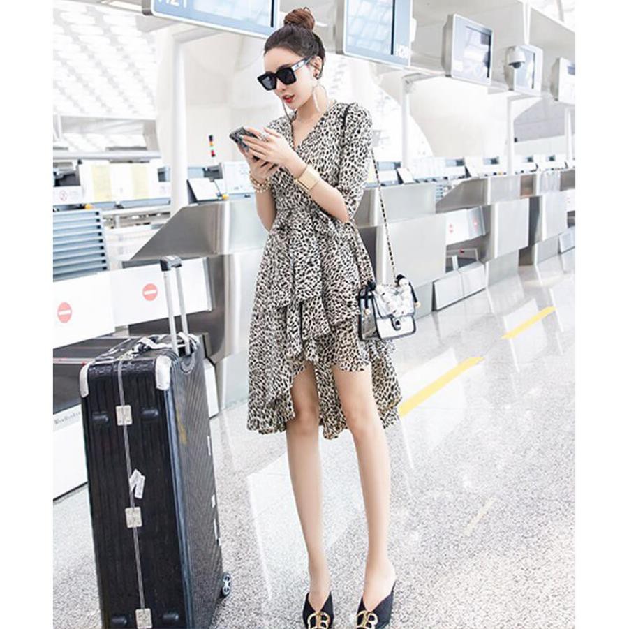 Đầm Da Báo Đuôi Cá Sang Trọng  - Váy Đầm Lụa Nhập 2 Lớp Cao Cấp Xếp Tầng Đuôi Cá Siêu Sang | BigBuy360 - bigbuy360.vn