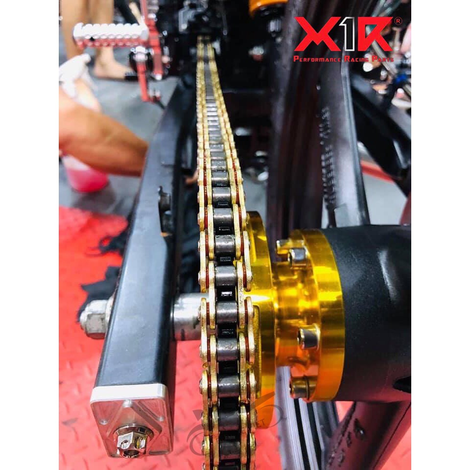 Bộ Nhông xích đĩa Nhông sên dĩa Exciter 150 cc Nhông đỏ 42-14T xích vàng 10 ly CÓ PHỚT CAO SU 130 mắt chính. hãng. X1R