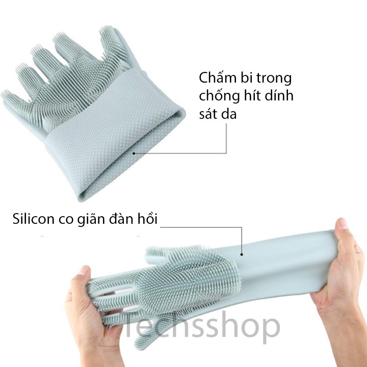 Găng Tay Rửa Chén Silicon Thần Thánh Bền Đẹp - Cặp Bao Tay Rửa Bát Nồi, Trái Cây, Chùi Rửa Trong Nhà Bếp Cách Nhiệt