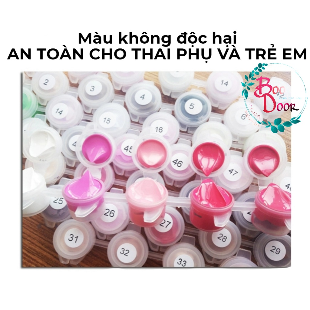 Tranh tô màu số hóa côbé tóc xù tổng hợp- Boodoor Tranh Sơn Dầu