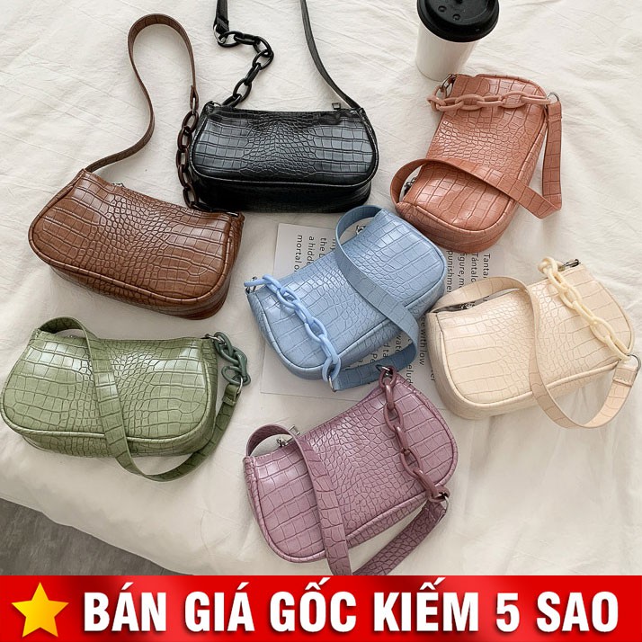 Túi Xách Nữ Vân Da Sần Quai Xích P1855