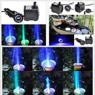  Bơm chìm mini kèm đèn led cho đài phun mini, bể cảnh