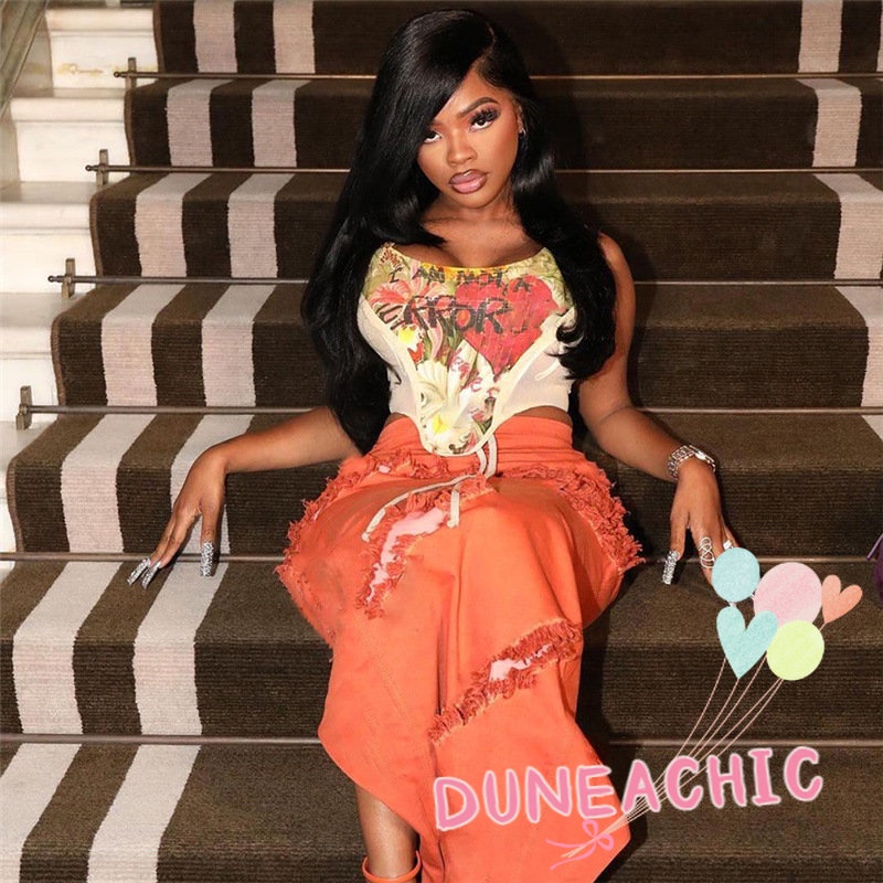 DUNEA Áo Tank Top Dáng Ôm In Họa Tiết Thời Trang Cho Nữ