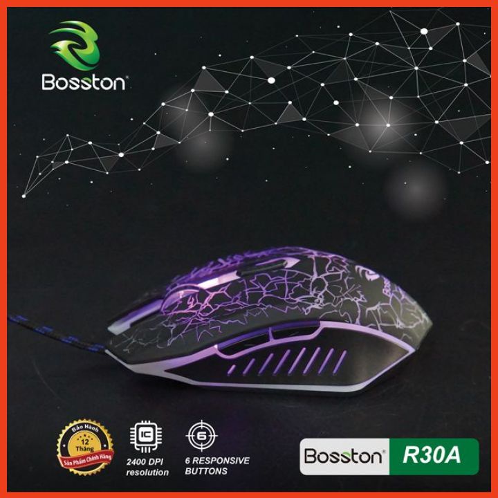 Chuột Máy Tính Có Dây Bosston R30A LED 7 Màu Chơi Game Dùng Văn Phòng Độ Bền Cao