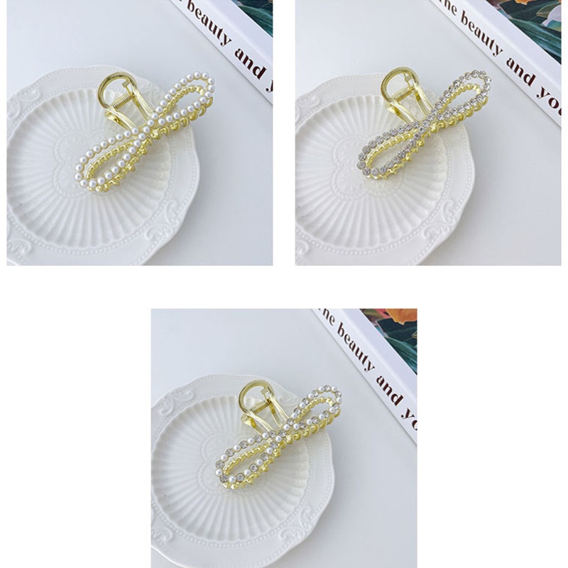 Kẹp Tóc Hình Nơ Đính Ngọc Trai Giả Bằng Hợp Kim Chống Trượt