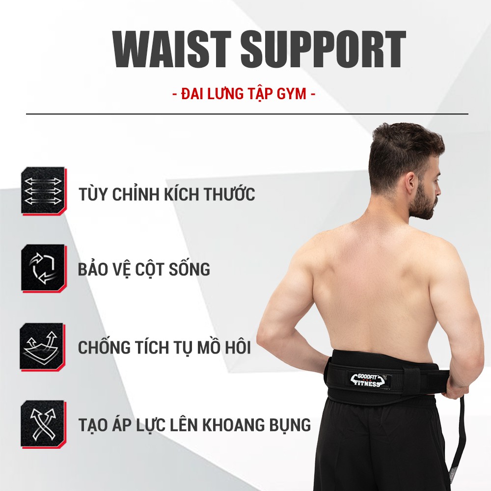 [Mã WABR1512 giảm 12% đơn 99K]Đai lưng tập gym, gánh tạ GoodFit GF721WS