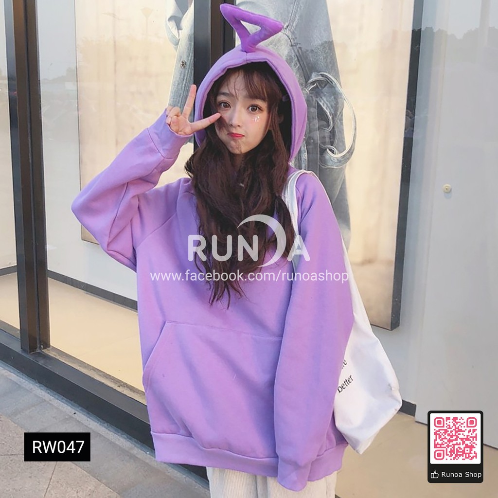 [Runoa] Áo khoác nữ Teletubbies áo hoodie oversize áo trùm đầu dài tay