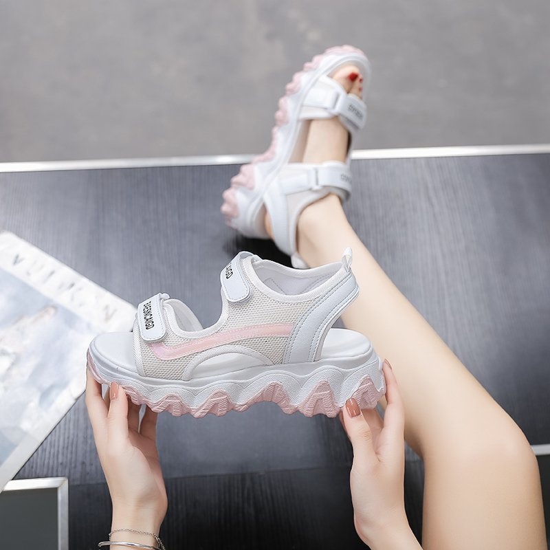 Xăng đan Đế Bằng Hở Ngón Tăng Chiều Cao Thời Trang Đi Biển Cho Nữ