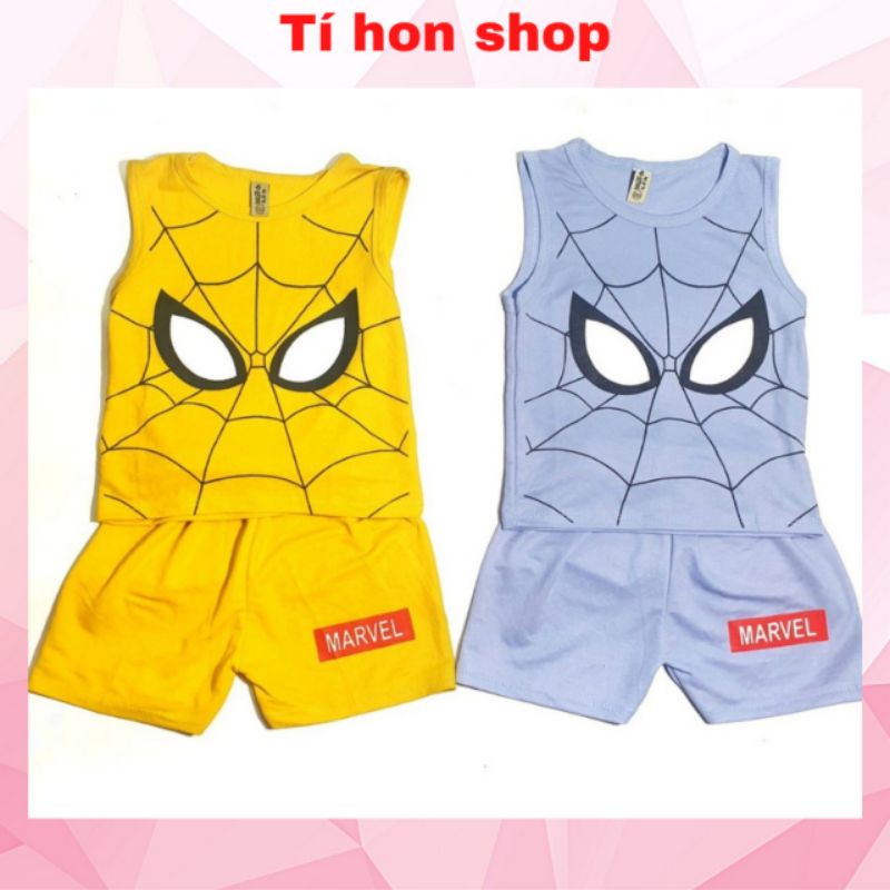 Bộ bé trai_Bộ hè Ba Lỗ Người Nhện Chất Đũi Giấy siêu mát Cho Bé Trai