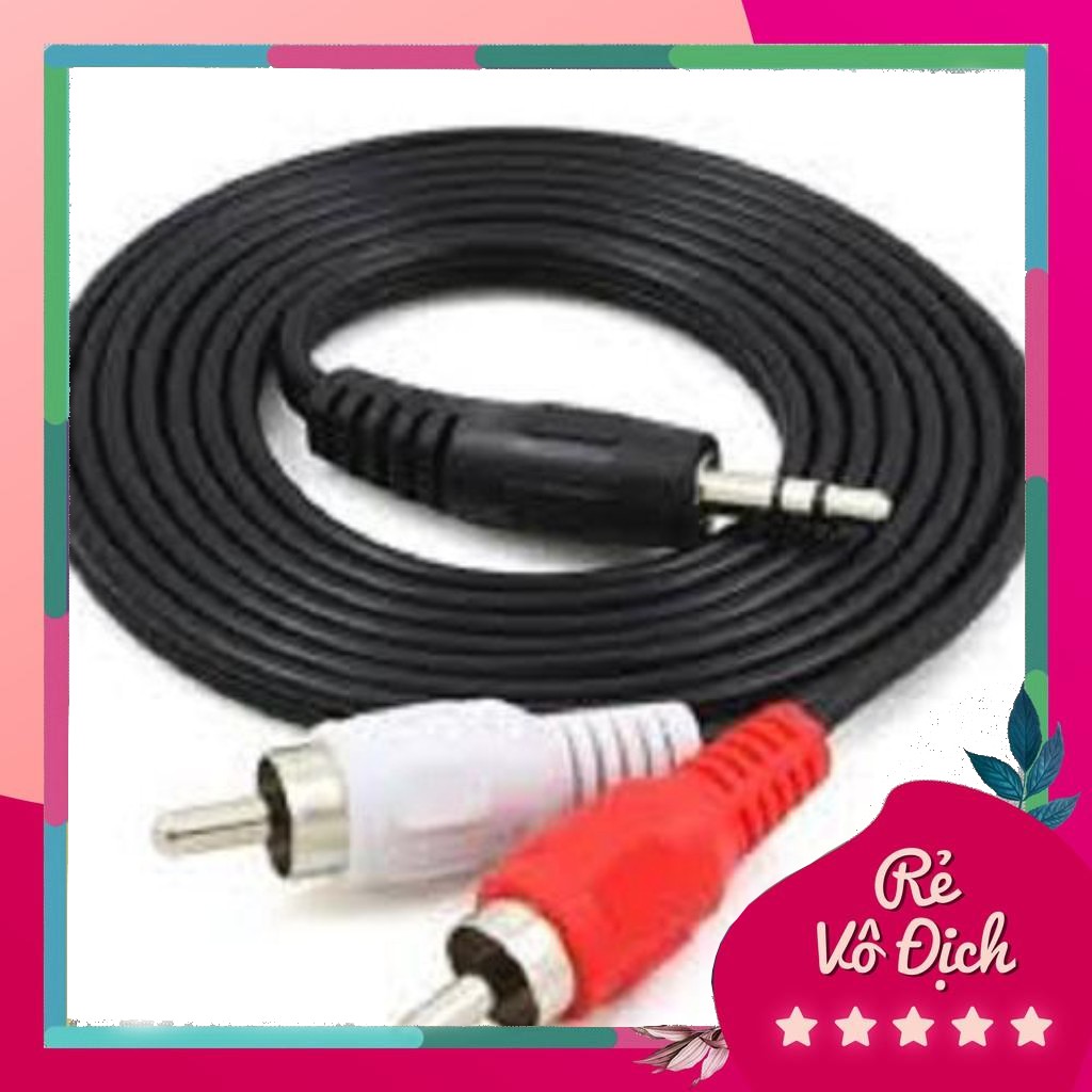 Dây cáp loa 3.5mm ra 2 bông sen dài 3m kết nối tivi wifi với amply hoặc loa kéo