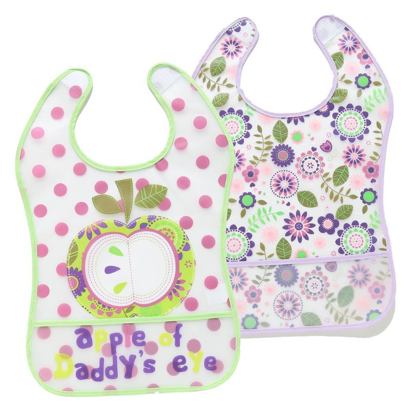 Bộ 2 Yếm Ăn Sát Nách Chống Nước In Họa Tiết Hoạt Hình Cho Bé Sơ Sinh