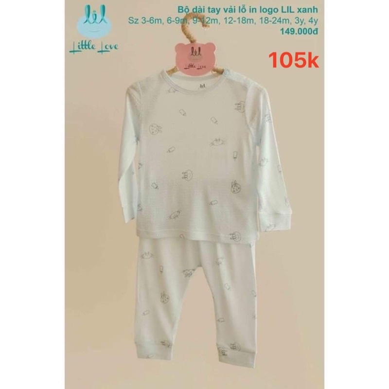 bộ lil Little love chất bamboo cực mềm mịn cho bé