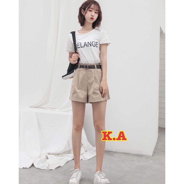[FREESHIP ĐƠN TỪ 50K] Quần đùi kaki nữ gập gấu (Không thắt lưng)