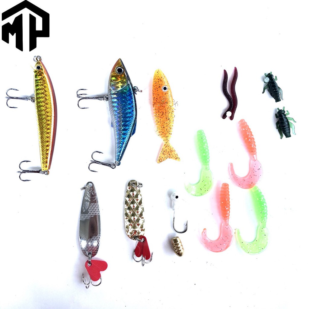 Sét mồi câu lure GW , 14 con mồi lure tổng hợp hàng chuẩn y hìnhg