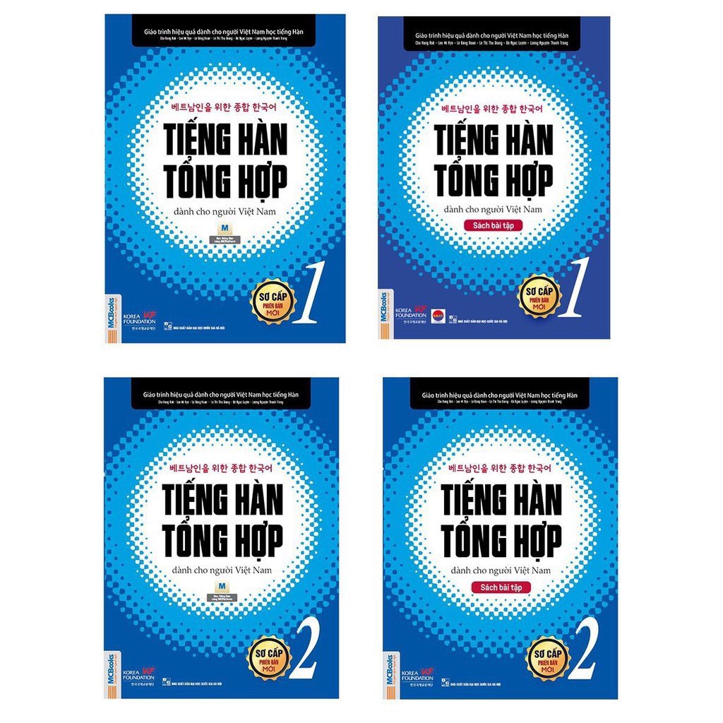 Combo sách Tiếng Hàn Tổng Hợp Dành Cho Người Việt Nam Sơ Cấp 1 + 2 (GT + BT) + Cuốn Từ Điển Hàn Việt