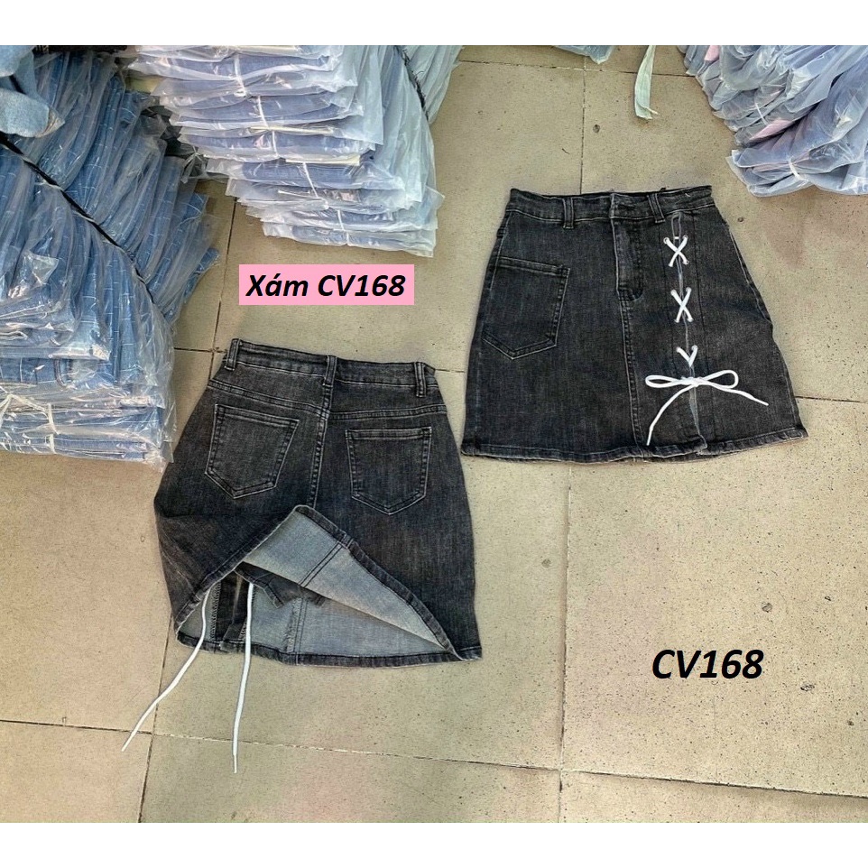Chân váy jeans đan dây co giãn có lót quần CV168