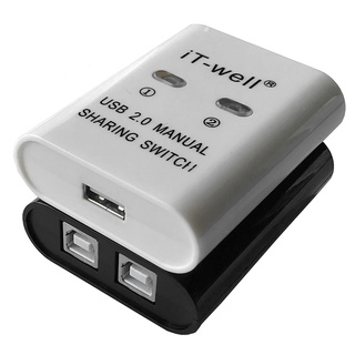 It-well usb printer sharing device, 2 in 1 out printer sharing device, 2-port manual kvm switching splitter hub converter
