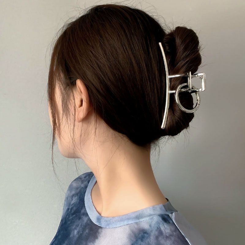 [Mới] Kẹp Tóc Màu Bạc / Kẹp Tóc Lớn / Kẹp Tóc Đuôi Ngựa Đơn Giản Thời Trang Phong Cách INS Hàn Quốc Cho Nữ