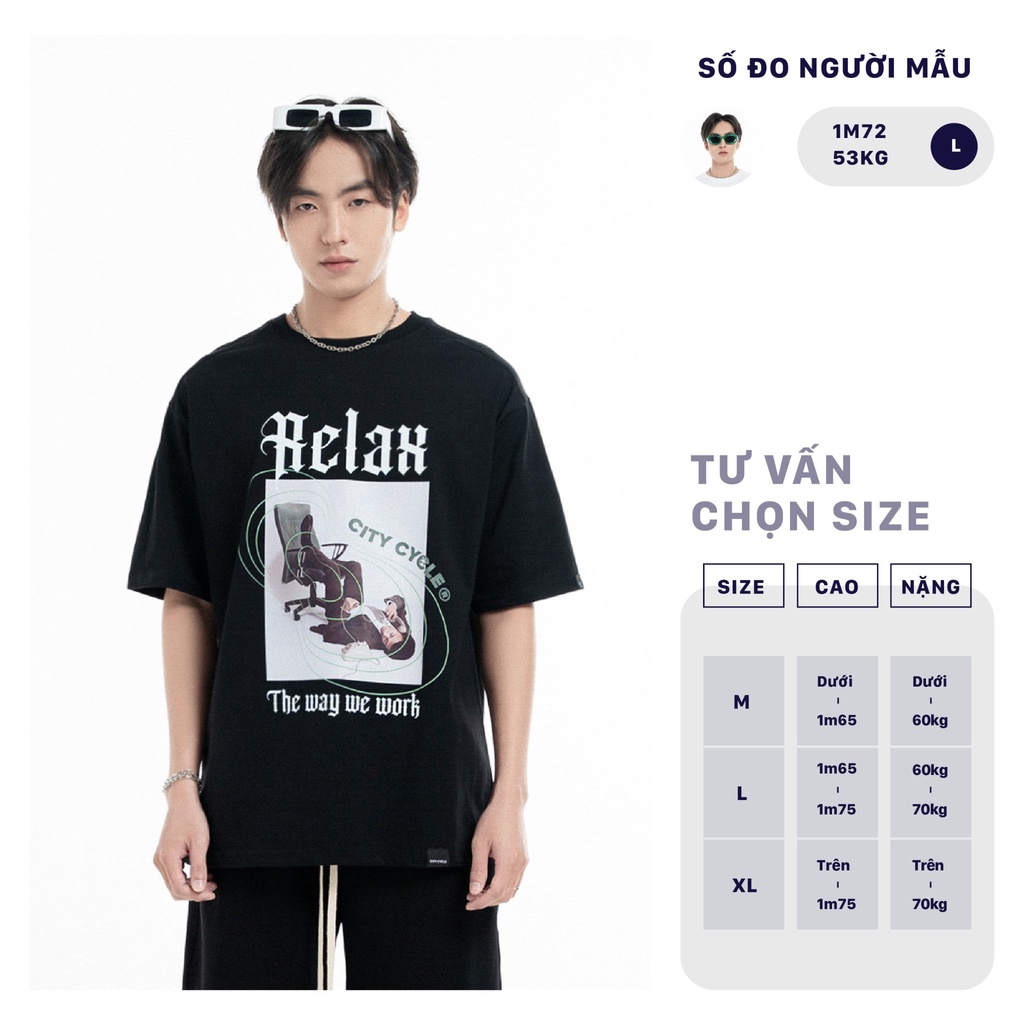 Áo thun local brand Relax City Cycle phông oversize nam nữ form rộng in hình