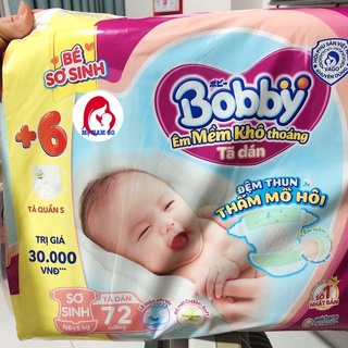 Tã dán sơ sinh bobby xs 72 miếng