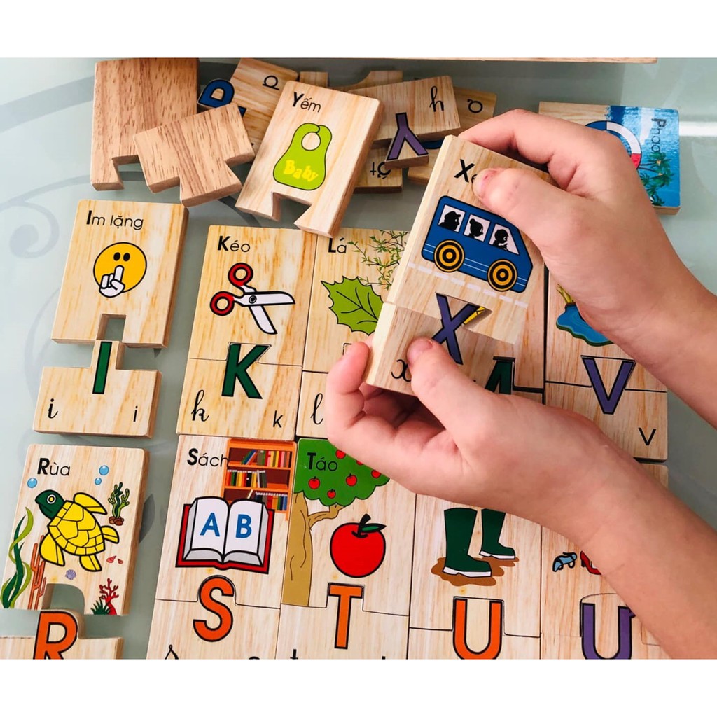 Bảng chữ cái bằng gỗ | Đồ chơi tìm và ghép bộ chữ cái tiếng việt winwintoys Việt nam