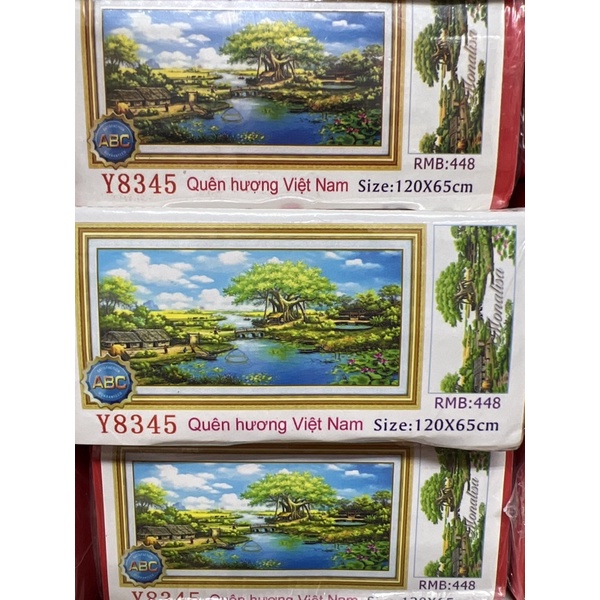 tranh đính đá phong cảnh quê hương việt nam y8345 (120x65)cm