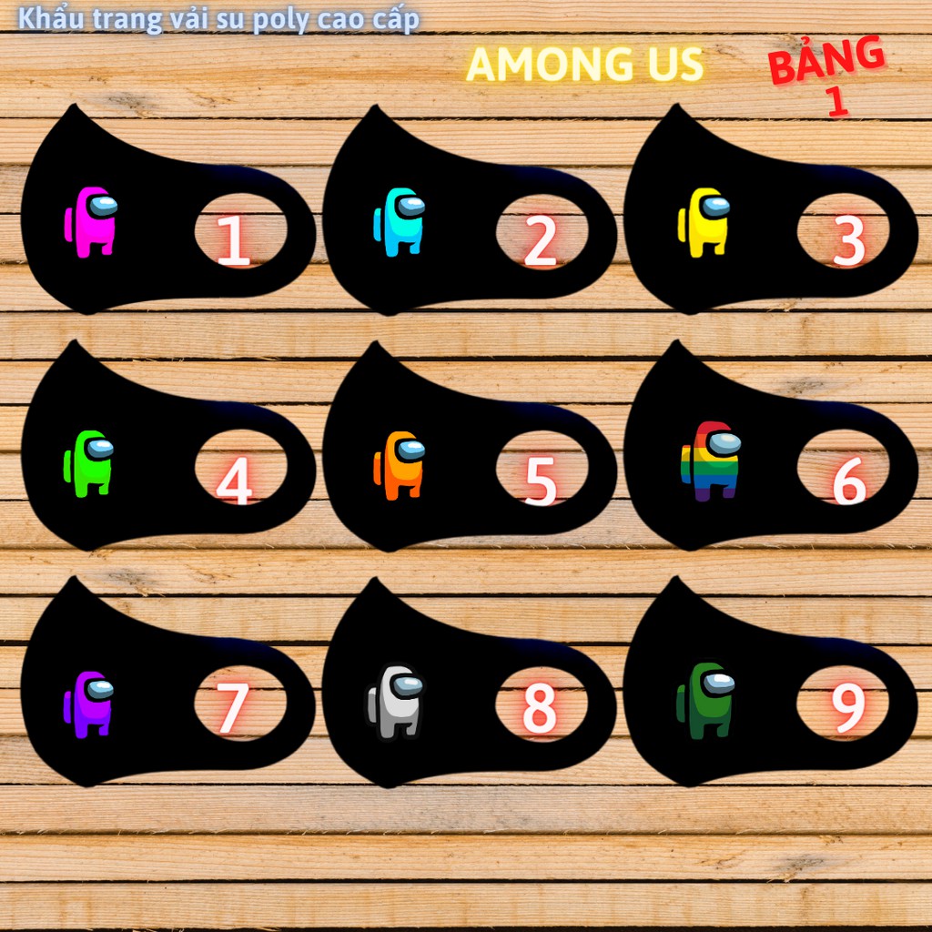 (45 MẪU) 1 cái khẩu trang vải Among Us - MÀU ĐEN