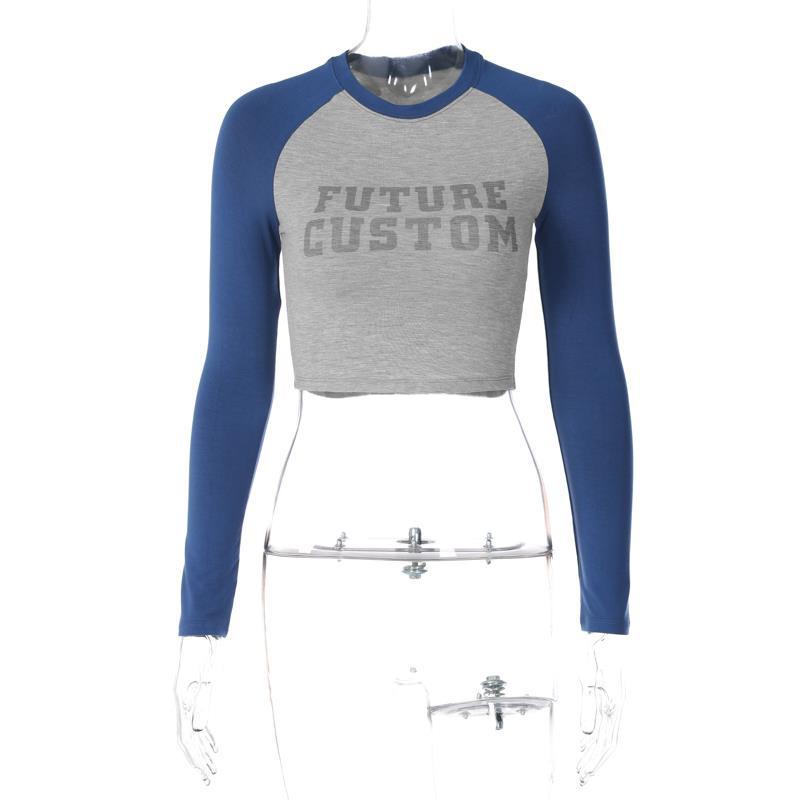 Áo Thun Tay Dài Cổ Tròn In Chữ Thời Trang Cho Nữ