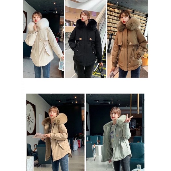 Áo khoác kaki lót lông đại hàn siêu ấm dáng ngắn rút eo hàng Quảng Châu | BigBuy360 - bigbuy360.vn
