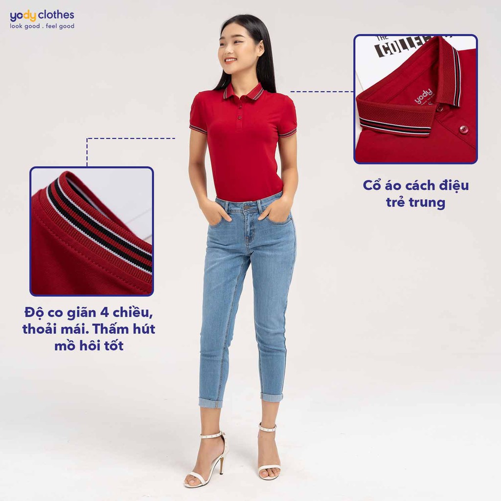 Áo thun cổ bẻ YODY chất pima mềm mịn co giãn 4 chiều tay ngắn APN3337