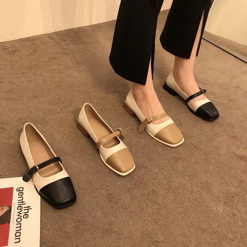 Giày nữ mũi vuông đế gỗ dáng mới hot trend thanh lịch