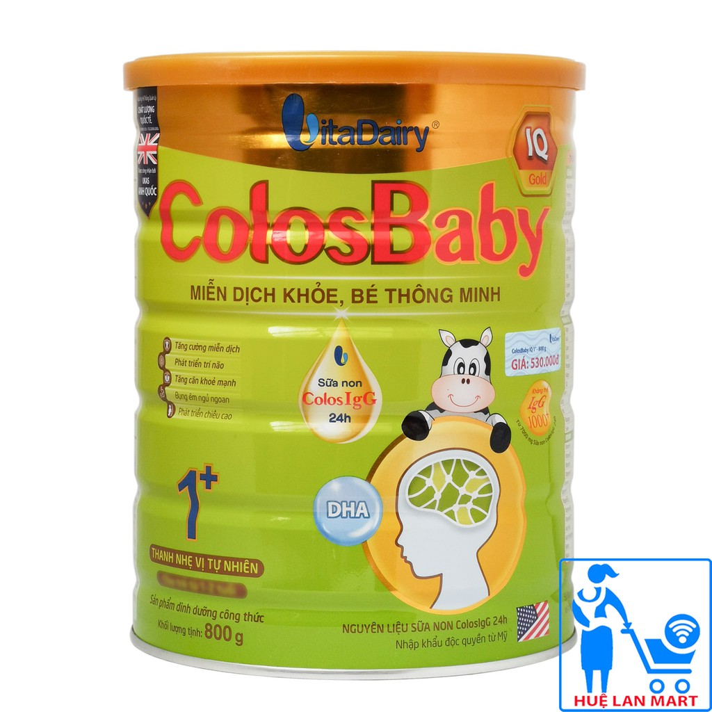 [CHÍNH HÃNG - CÓ QUÀ] Sữa Bột VitaDairy ColosBaby IQ Gold 1+ Hộp 800g (Miễn dịch khỏe, bé thông minh)