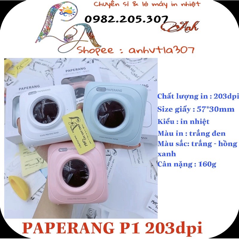 {hàng sẵn}Máy in đen trắng Mini PAPERANG  tặng 8 cuộn giấy in